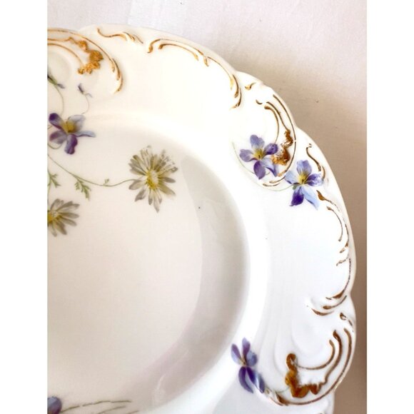 ANTIQUE Set 6 HAVILAND LIMOGES Salad plates Sch 453D Violets Daisy Handpainted - Picture 7 of 16